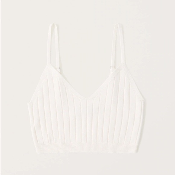 Abercrombie Ribbed Knit Bralette and Cardigan SET - WHITE - S - Picture 3 of 3